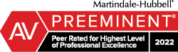 Martindale-Hubbell | AV Preeminent | Peer Rated for Highest Level of Professional Experience | 2022